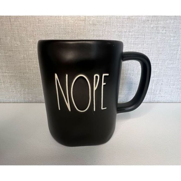 Rae Dunn Other - Rae Dunn Black and White Graphic “Nope” Cozy Glass Coffee Mug
